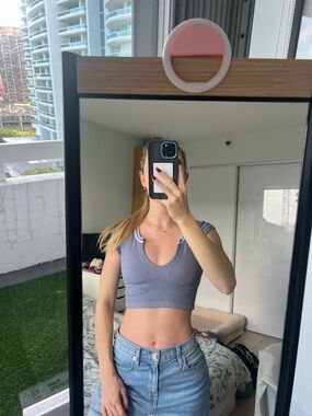 Urban Outfitters Ribbed Scoop Crop Top - Lavender